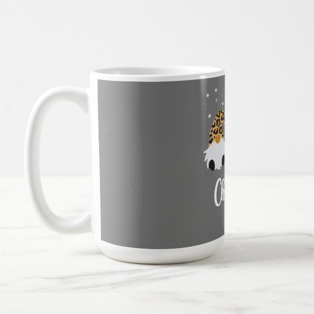 Caneca De Café Três Gnomos com Gnomo de Xadrez Leopardo (Esquerda)