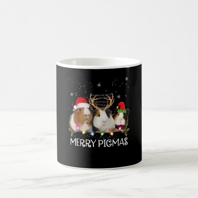 Caneca De Café Três Guiné Pig Natal Luz Santa Hat Xmas (Centro)