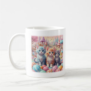 Caneca De Café Três Kittens na Camiseta Candy Land