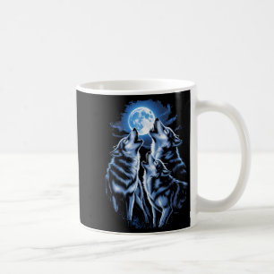 Caneca De Café Três Lobos Uivando Lua Vida Selvagem Amantes de Lo