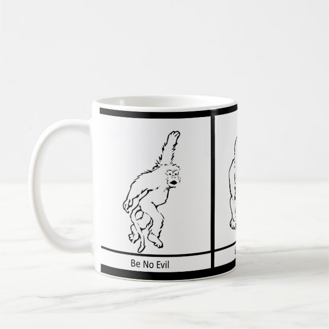 Caneca De Café Três macacos mais sábios trazem nova sabedoria (Esquerda)