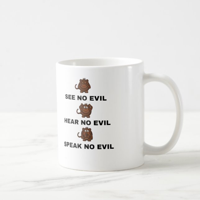 Caneca De Café Três Macacos Sábios Copos / Perucas (Direita)