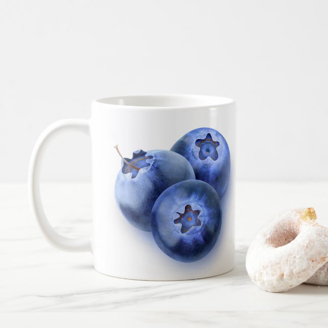 Caneca De Café Três mirtilos (Com Donut)