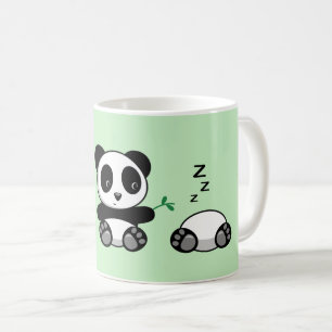 Caneca De Café Três Pequenos Pandas Bonitos em Verde