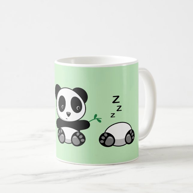 Caneca De Café Três Pequenos Pandas Bonitos em Verde (Frente Esquerda)