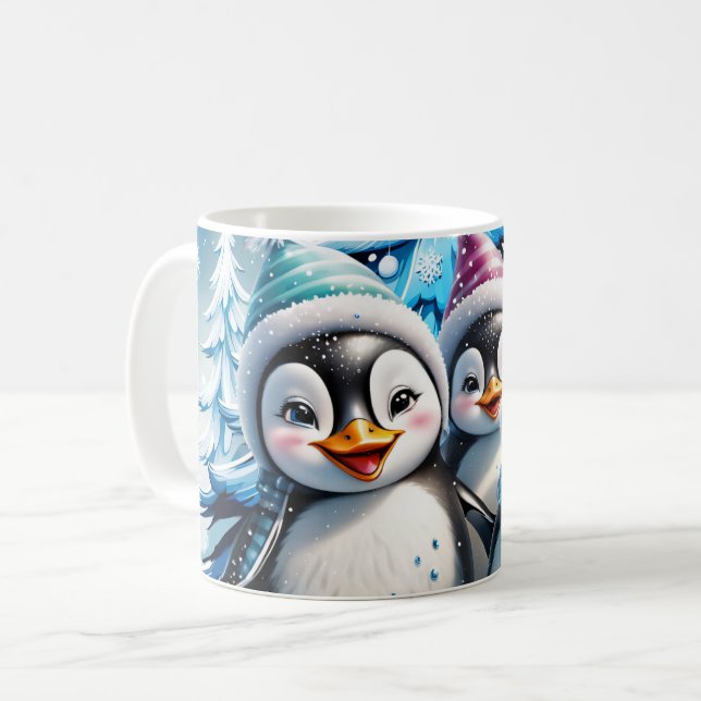 Caneca De Café Três pinguins adoráveis (Frente Esquerda)