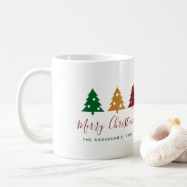 Caneca De Café Três Pinheiros Flocos de Neve Estrelas Feliz Natal