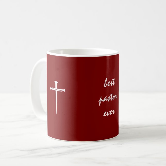 Caneca De Café Três Pregos Melhor Pastor Cristão Já Existiu (Frente Esquerda)