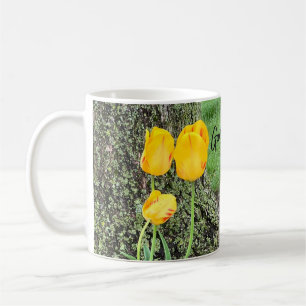 Caneca De Café Três Tulipas Amarelas /