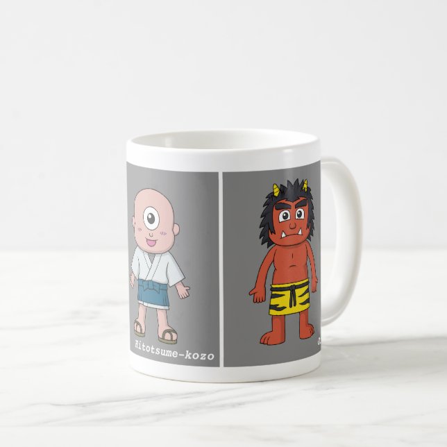 Caneca De Café Três Yokai Japonês Clássico (Frente Esquerda)