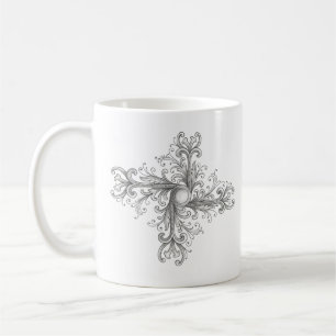 Caneca De Café Trevo de Pérola em Fio de Prata