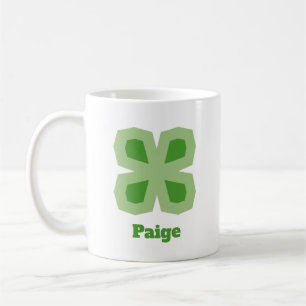 Caneca De Café Trevo de Quatro Folhas Estilizado Verde Claro Sort
