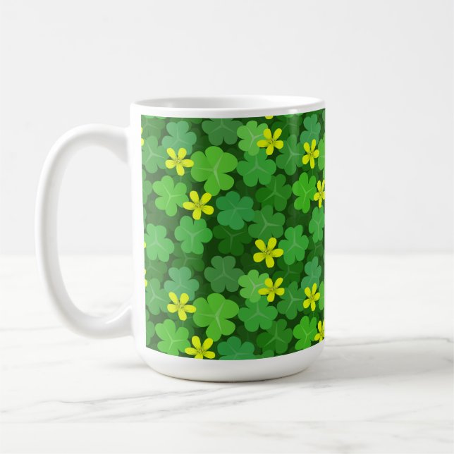 Caneca de Café Trevo de Shamrock Verde Brilhante (Esquerda)