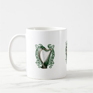 Caneca De Café    Trevo Irlandês Harpa