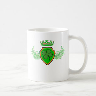 Caneca De Café Trevo no protetor com asas e coroa