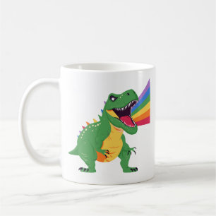 Caneca De Café Trex Dinosaur Roarsome Rainbow