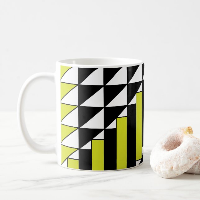 Caneca De Café Triângulo Geométrico Retângulo Verde Preto Moderno (Com Donut)