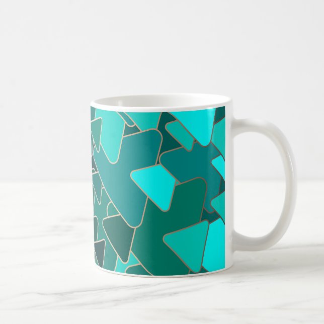 Caneca De Café Triângulo Teal Geométrico Moderno (Direita)