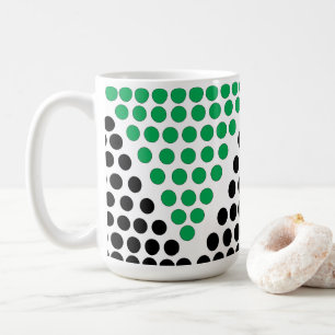 Caneca De Café Triângulo Verde Preto Círculo Padrão Geométrico