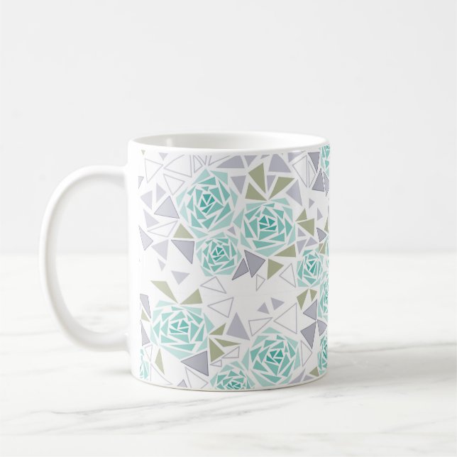 Caneca De Café Triângulos abstratos rosas impressão mosaico moder (Esquerda)
