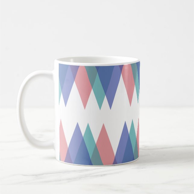 Caneca De Café Triângulos azuis e corais (Esquerda)