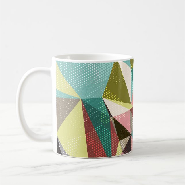 Caneca De Café Triângulos Coloridos, Formas Geométricas Abstrato. (Esquerda)