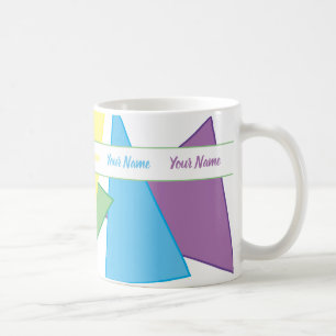 Caneca De Café Triângulos de primavera em pastel colorido com o s