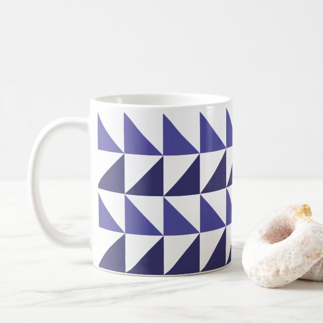 Caneca De Café Triângulos Geométricos Azuis Púrpura Geométricos (Com Donut)