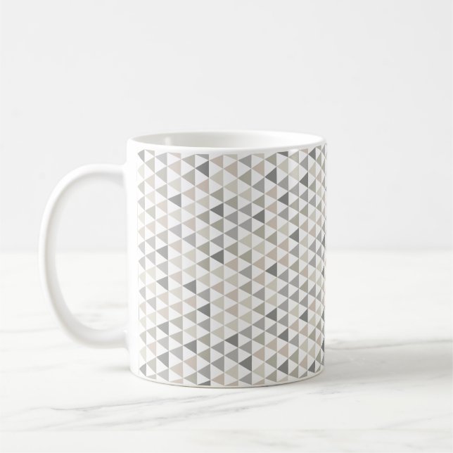 Caneca De Café Triângulos Geométricos Cinzas Modernas Neutros Mug (Esquerda)