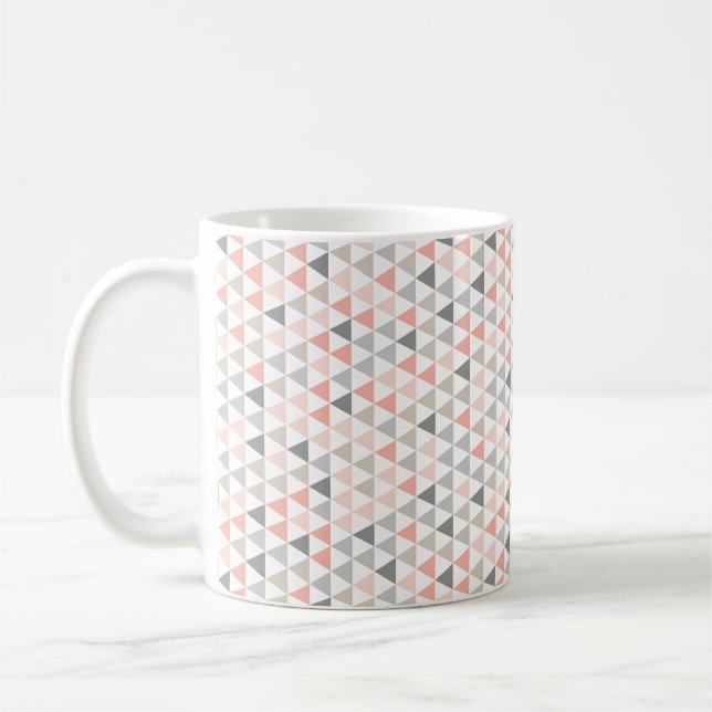 Caneca De Café Triângulos Geométricos Pêssegos Neutros Modernos M (Esquerda)