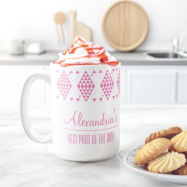 Caneca De Café Triângulos Geométricos Rosa Personalizados (Criador carregado)