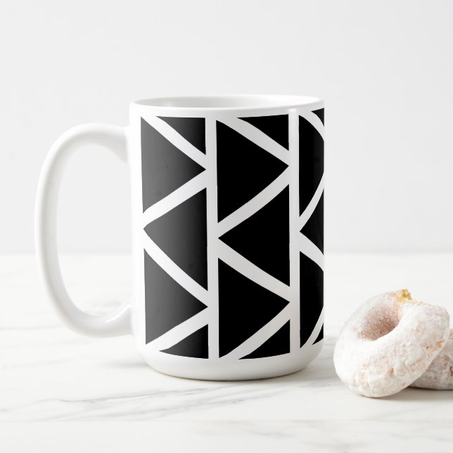Caneca De Café Triângulos Pretos (Com Donut)