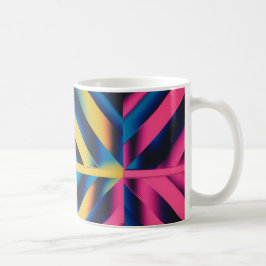 Caneca De Café Triângulos Retro Neon - Geométricos Negros dos ano