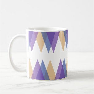 Caneca De Café Triângulos roxos, azuis e amarelos