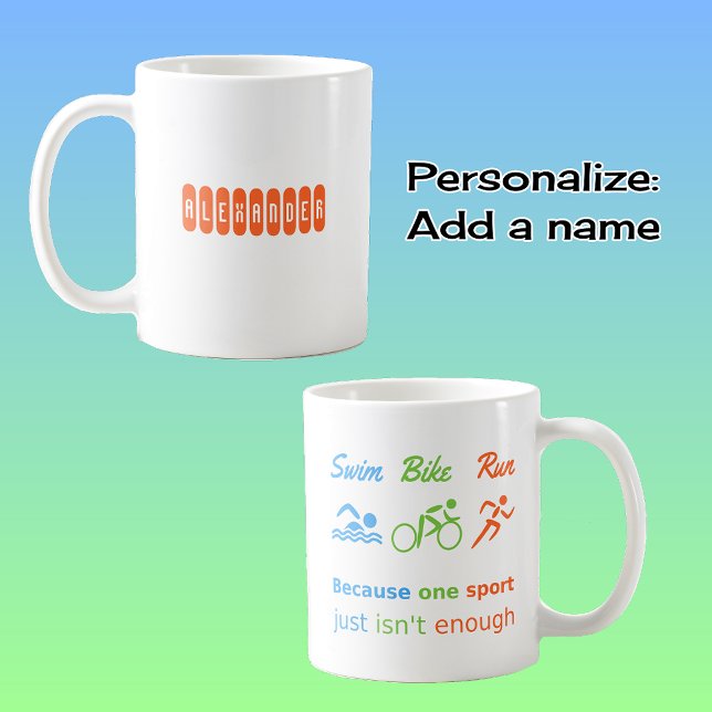 Caneca De Café Triathlon natação motocicleta citação esportivos p (Criador carregado)
