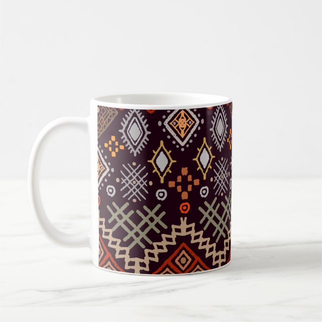 Caneca De Café Tribal Art Boho Geométrico Impressão (Esquerda)