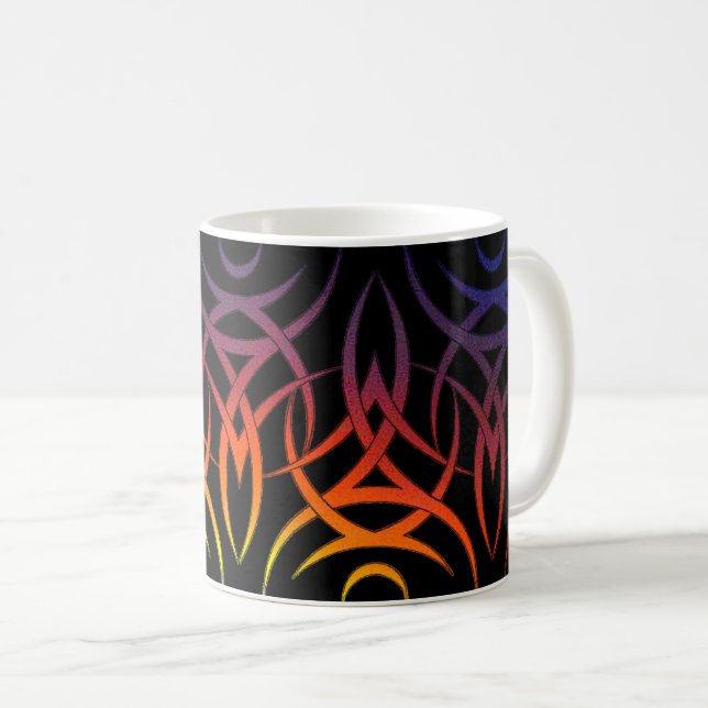 Caneca De Café Tribal Espelhado (Arco-íris) (Frente Esquerda)