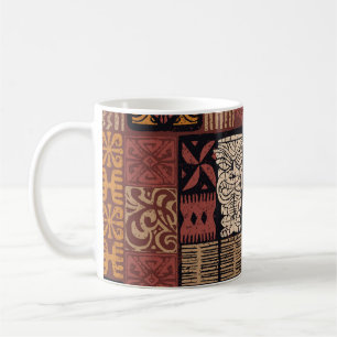 Caneca De Café Tribal Havaiano: Patchwork de Tecido Vintage