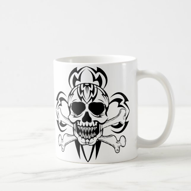 Caneca De Café Tribal Tattoo Skull (Direita)