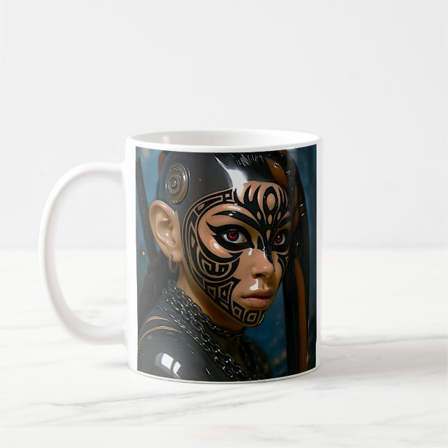 Caneca De Café Tribal Warrior Face (Esquerda)