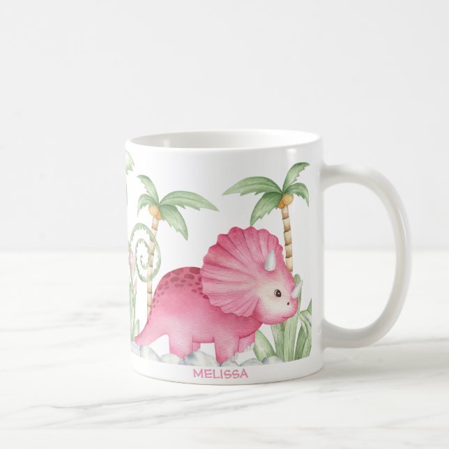 Caneca De Café Tricerátops Cons Personalizados Dinossauro (Direita)