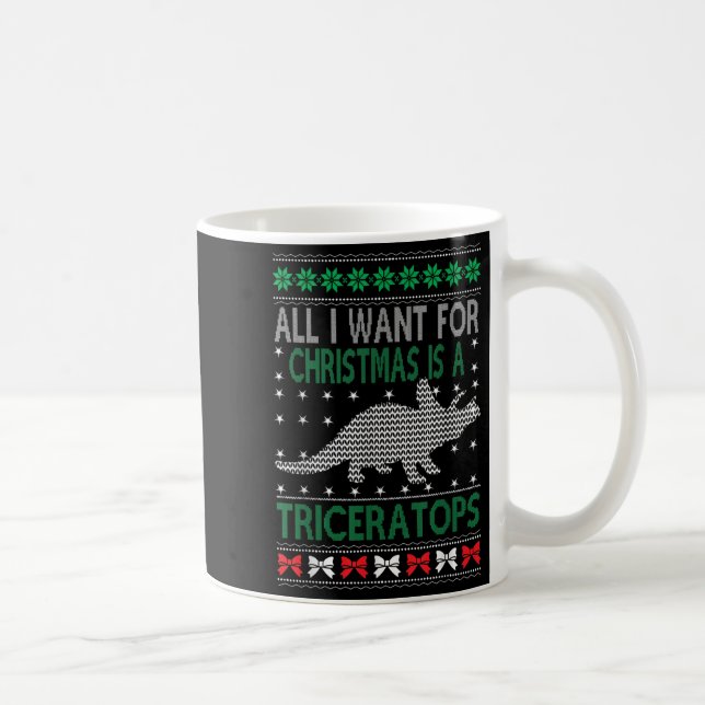 Caneca De Café Triceratops Dinosaur Ugly Christmas Design Style F (Direita)