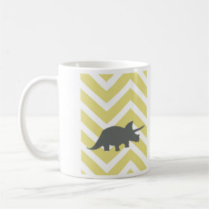 Caneca De Café Triceratops na viga do ziguezague - amarelo