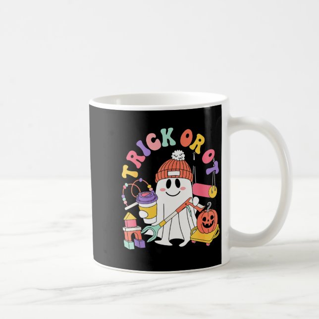 Caneca De Café Trick Or Ot Occupational Therast Ghost Halloween W (Direita)