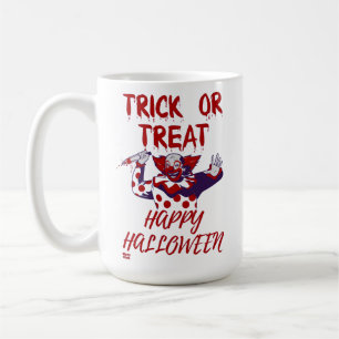 Caneca De Café "TRICK OR TRAT SCARY CLOWN", halloween engraçado