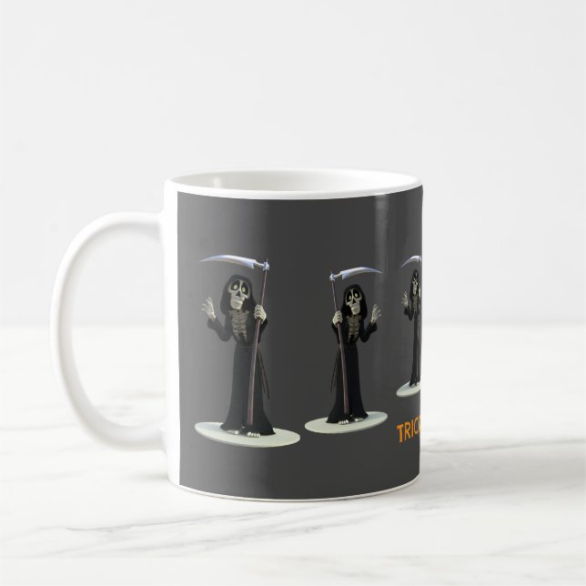 Caneca De Café Trick or Treat. Cartoon Grim Reaper (Esquerda)