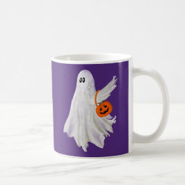 Caneca De Café Trick Ou Tratando Fantasma Com Balde De Doces De A