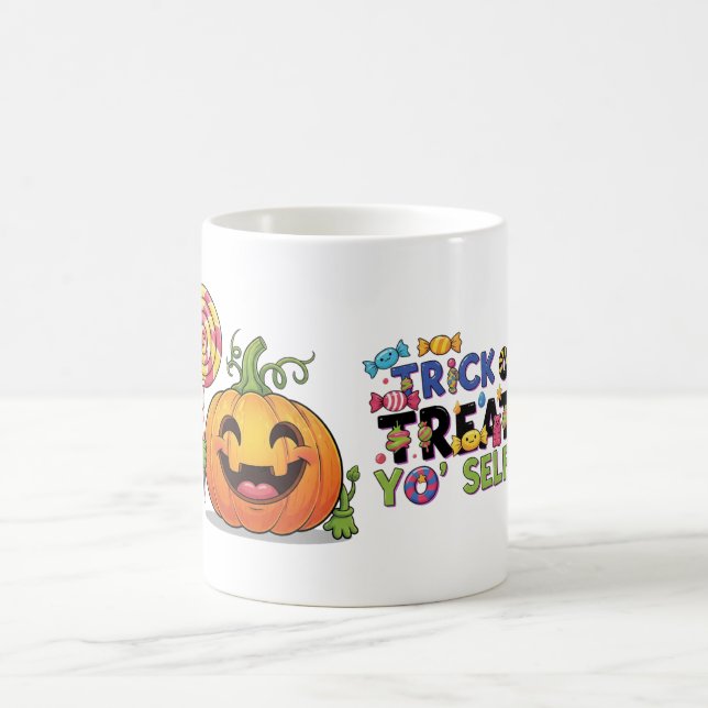 Caneca De Café Trick ou Trate o seu Dia de as Bruxas engraçado de (Centro)