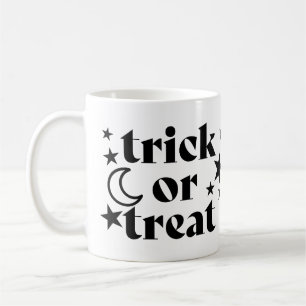 Caneca De Café Trick ou Treine Estrelas de Halloween e Lua Cresce