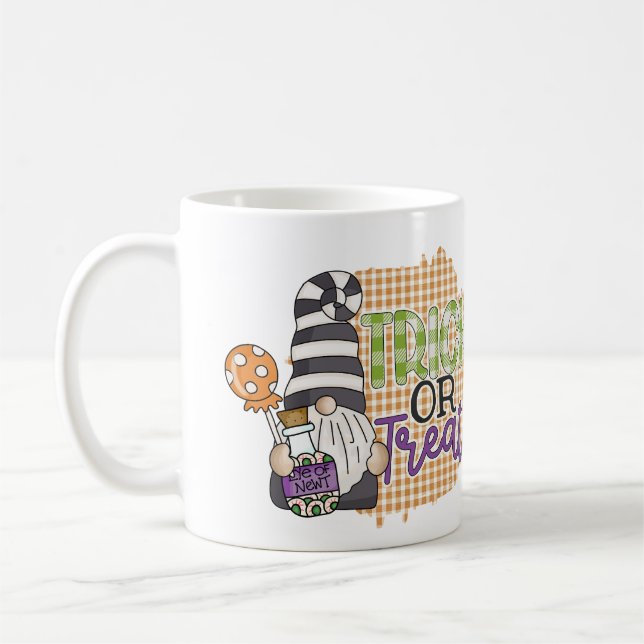 Caneca De Café Trick ou Treine o Halloween Gnomo (Esquerda)